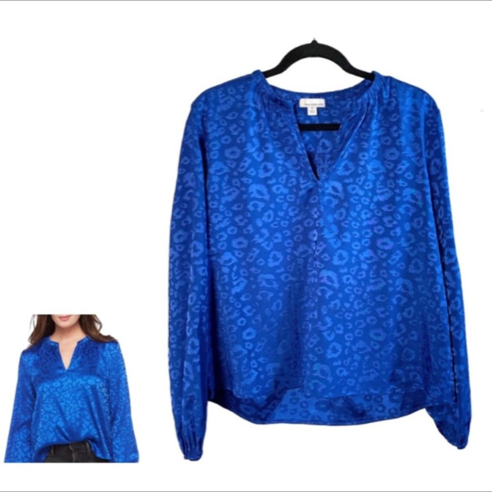 Leopard print blue blouse size M